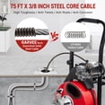 thumbnail image 4 of 75 Ft x 3/8 In Electric Hydraulic Drain Cleaning Machine with Auto-Feed Sewer Snake Auger – 200W Motor, 8 Cutter Heads, Foot Switch – Fits 1"-4" Pipes, Professional Clog Remover for Home & Commercial, 4 of 7