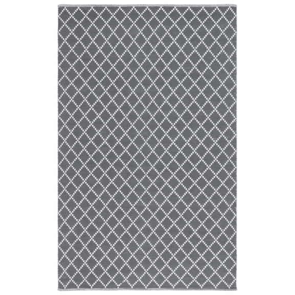 SAFAVIEH Montauk Jolyon Diamond Cotton Area Rug, Dark Grey/Ivory, 4' x 6'