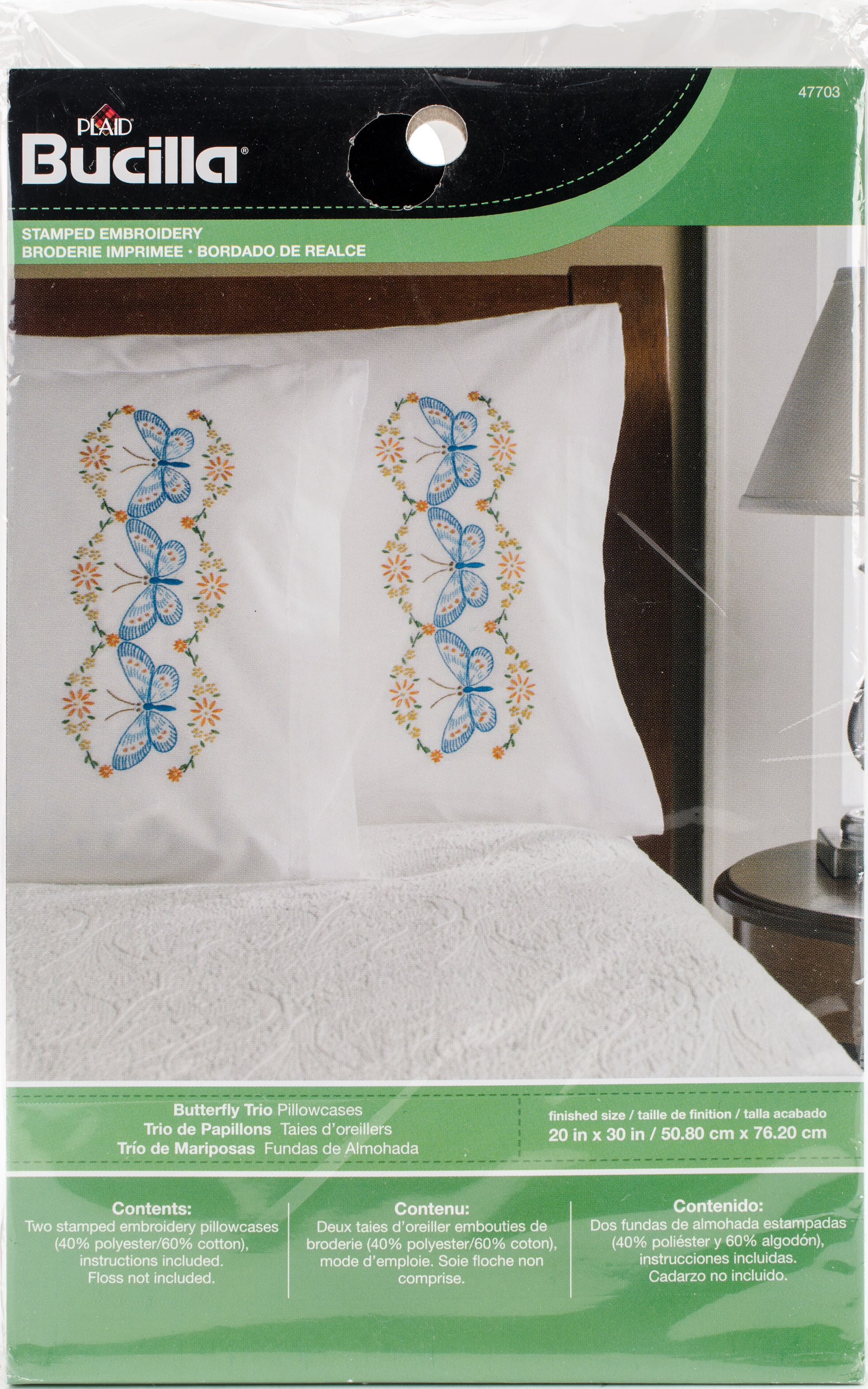 Bucilla Stamped Cross Stitch & Embroidery Pillowcase Pairs Walmart