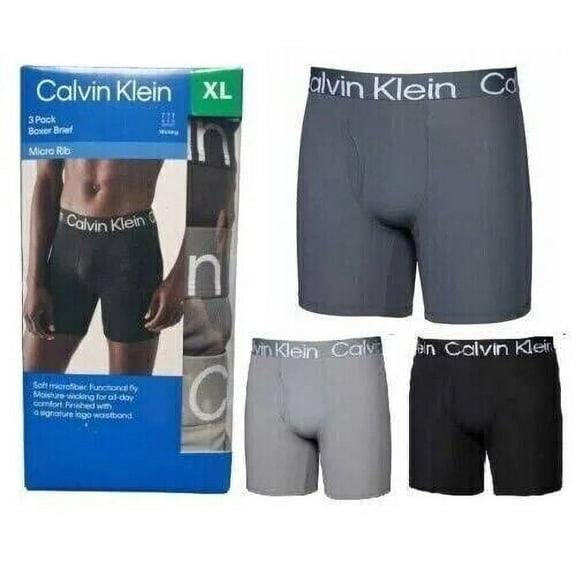 Calvin Klein Men's Micro Rib Boxer Briefs, Assorted Colors (3 Pack)