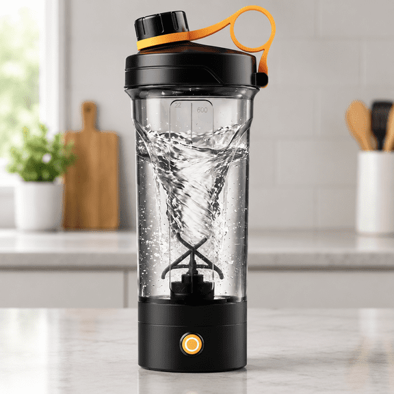 Electric Protein Shaker Bottle, 22 oz (650ml) Detachable Rechargeable Mixer Cup, Portable Self-Stirring Vortex Blender for Shakes (Orange-Classic)