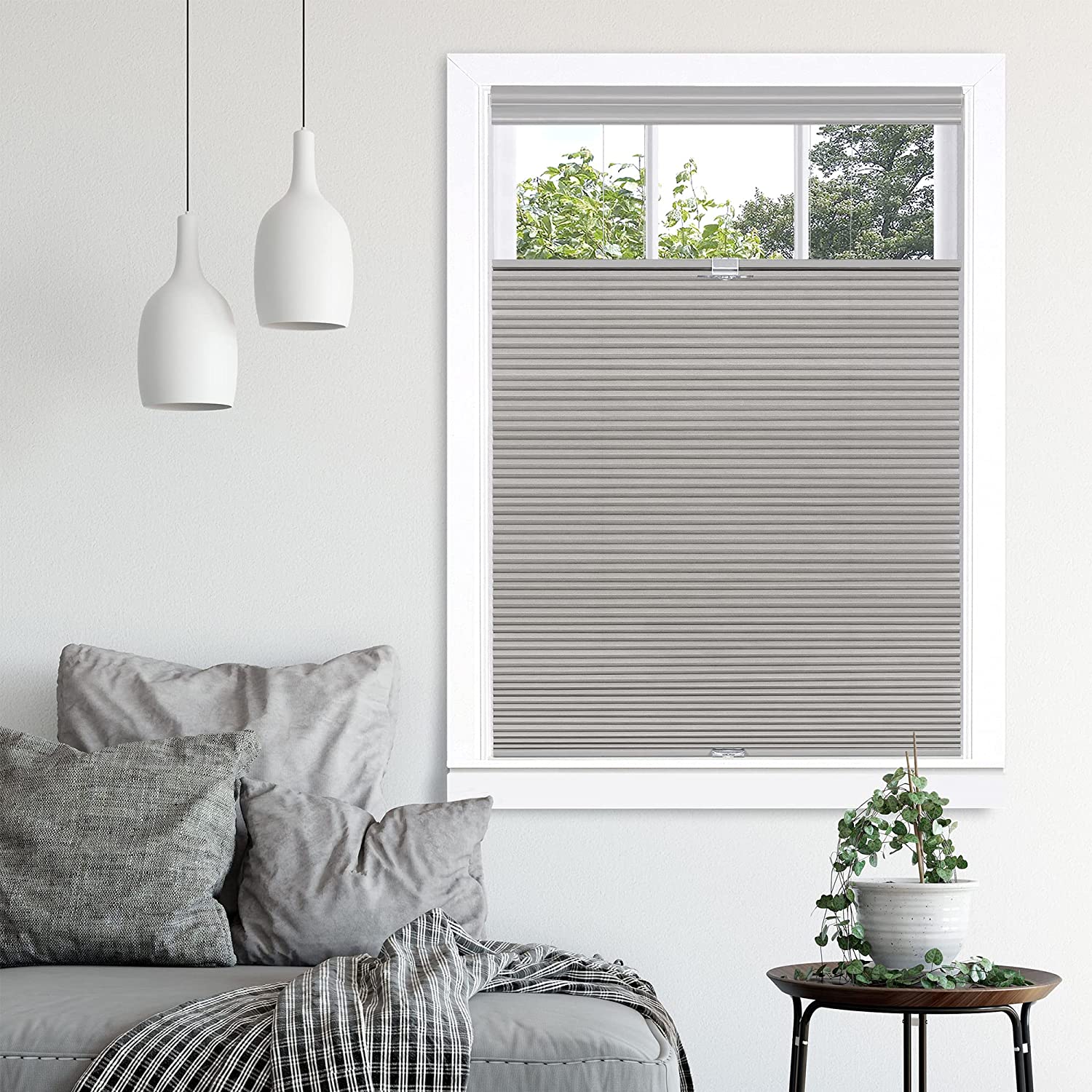 Cordless Room Darkening Cellular Pleated Window Shades, Light Filtering