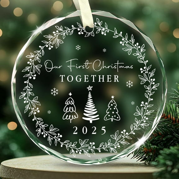 Our First Christmas Together 2025 Glass Ornament – Couple’s Romantic Christmas Tree Ornament, First Married Christmas Keepsake for Him or Her