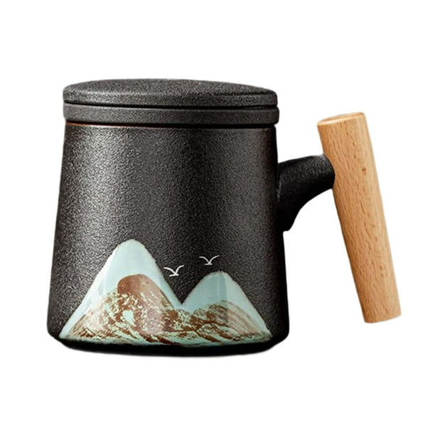 Taza de té de cerámica, taza de té, taza de café expreso, taza de la mañana, taza de té de hojas sueltas, taza de café para tienda, hotel, oficina, negro