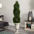 thumbnail image 4 of Nearly Natural 5ft. Double Pond Cypress Artificial Spiral Topiary Tree in Urn UV Resistant (Indoor/Outdoor), 4 of 5