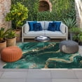 thumbnail image 2 of Teal Golden Marble Outdoor Rug for Patio/Deck/Porch, Non-Slip Large Area Rug 4 x 6 Ft, Modern Farmhouse Gradient Texture Indoor Outdoor Rugs Washable Area Rugs, Reversible Camping Rug Carpet Runner, 2 of 8