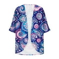 thumbnail image 4 of JURANMO Women's 3/4 Sleeve Cardigan Summer Chiffon Lightweight Cardigans Fashion Print Front Open Kimono Tops Casual Comfy Beach Coverups for Swimwear Multicolor S Back to College Sales, 4 of 6