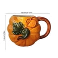 thumbnail image 3 of Yangka Kitchen Pumpkin Ceramic Mug, Vintage Style Coffee Cup with Green Leaf Handle, Festive Drinkware for Holiday Party Table Decor and Autumn Kitchen Essential, 3 of 6