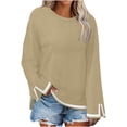 thumbnail image 1 of MeetoTime Long Sleeve Tops for Women Round Neck Slit Ribbed Pullover 2024 Fall Clothes Oversized Sweaters, 1 of 4