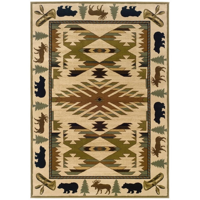 Oriental Weavers Hudson 5'3" x 7'6" Machine Woven Rug in Ivory