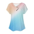 thumbnail image 4 of Women's Summer Clothes 1/4 Button up Blouse Y2K Tops Dressy Casual Short Sleeve Tunic Tops for Lady Loose Fit Flowy Tie Dye Vintage Fashion 2024 Henley Neck Flowy Shirts Multicolor T Shirts S, 4 of 5
