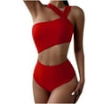 thumbnail image 2 of Homenesgenics Womens Bikinis Swimsuits Slimming Womens Solid Color Bikini Split Swimsuit Beachwear Set Gifts for Women, 2 of 9
