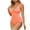 Orange, variant on WREESH Womens Ruffle One Piece Swimsuit Deep V-Neck Swimsuit Set Beach Bathing Suit Green