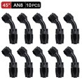 thumbnail image 1 of 10pcs Black AN6 8 10 Straight 45 90 Degree Oil Fuel Swivel Hose Oil Hose End Adapter Kit~0990, 1 of 1