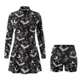 thumbnail image 2 of Aplkyhs Halloween Bat Women Long Sleeve 1/4 Zip Tennis Dress with Shorts and Pockets Long Sleeve Golf Dresses Moisture Wicking 1/4 Quarter Zip Up 2 Piece Athletic Outfit S-2XL Slim Fit, 2 of 7