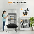 thumbnail image 6 of VINGLI Bird Cage, 83 Inch Wrought Iron Bird Cage with Play Top, Rolling Parakeet Cage for Cockatiels Lovebird Finches Canaries, 6 of 8
