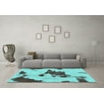 thumbnail image 3 of Ahgly Company Machine Washable Indoor Square Abstract Turquoise Blue Modern Area Rugs, 3' Square, 3 of 4