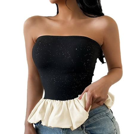 Ruiyanqi Women s Classic Black White Contrasting Floral Bud Temperament Top Pullover Zipper Up Corsets & Bustiers