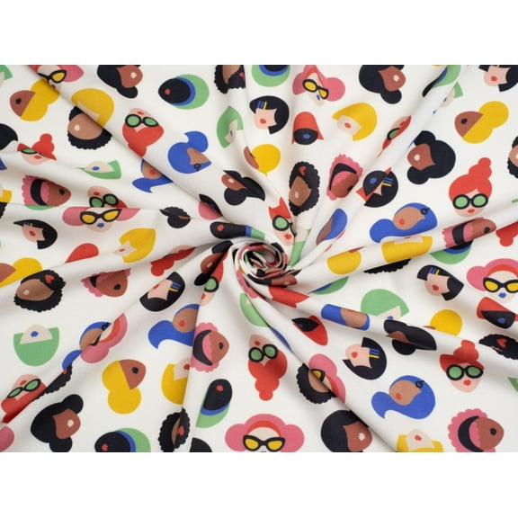 Minerva Exclusive Making Conversation Viscose Challis Fabric - per yard