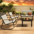 thumbnail image 4 of Noelse 4 Piece Patio Furniture Set, Textilene Conversation Set with 2 Rocking Chairs and Coffee Table, Perfect for Outdoor Patio Lawn Garden Poolside, Gray, 4 of 11