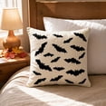 thumbnail image 4 of Yeciiwht Halloween Throw Pillow Cover – 16*16inch Embroidered Linen Cushion Case with Bat Designs, Invisible Zipper, Machine Washable, 4 of 7