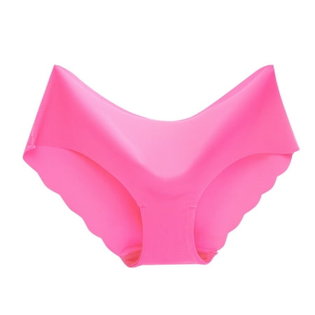 Prolriy Womens Underwear Underwear Breathable Midwaist Silk Non- Color Solid Women s Panties for Women Hot Pink L