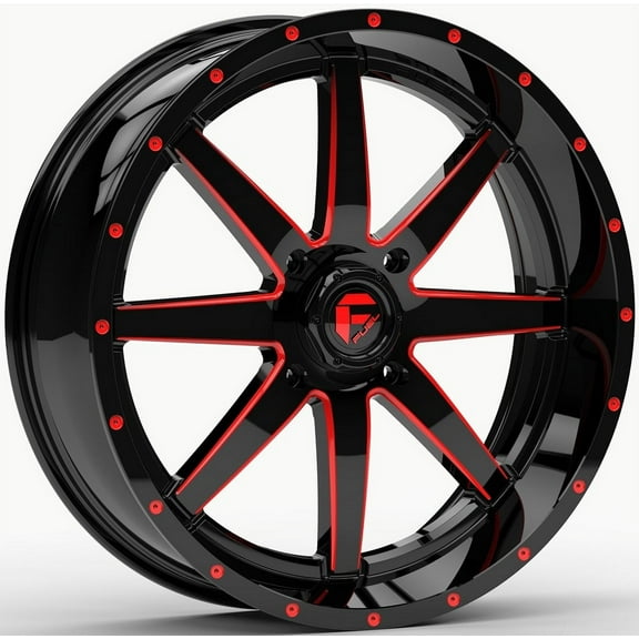 Fuel Maverick 18x7 ATV/UTV Wheel - Gloss Black/Red (4/156) 4 3 [D6501870A544]
