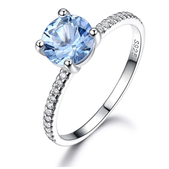 Blue Topaz Engagement for Women Ring Sterling Silver Ginger Lyne Collection