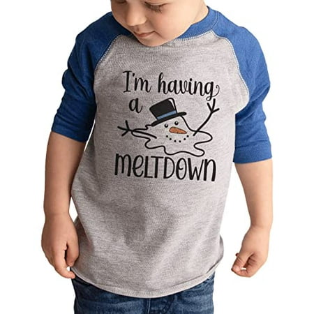 

7 ate 9 Apparel Kids Merry Christmas Shirts - Funny Snowman Meltdown Shirt - Blue Shirt 2T