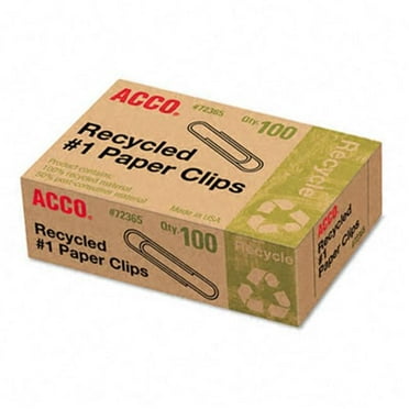 ACCO  Recycled Paper Clips, No. 1 Size, 100-Box