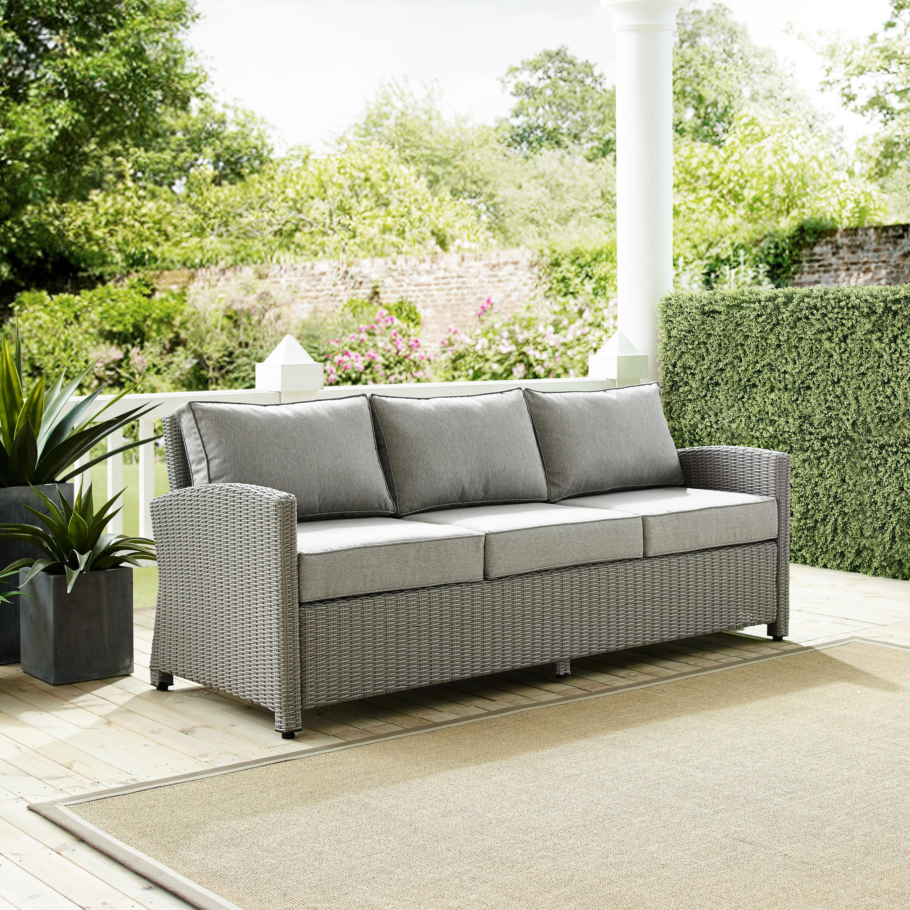 Free Shipping Bradenton Outdoor Wicker Sofa Gray Gray Walmart