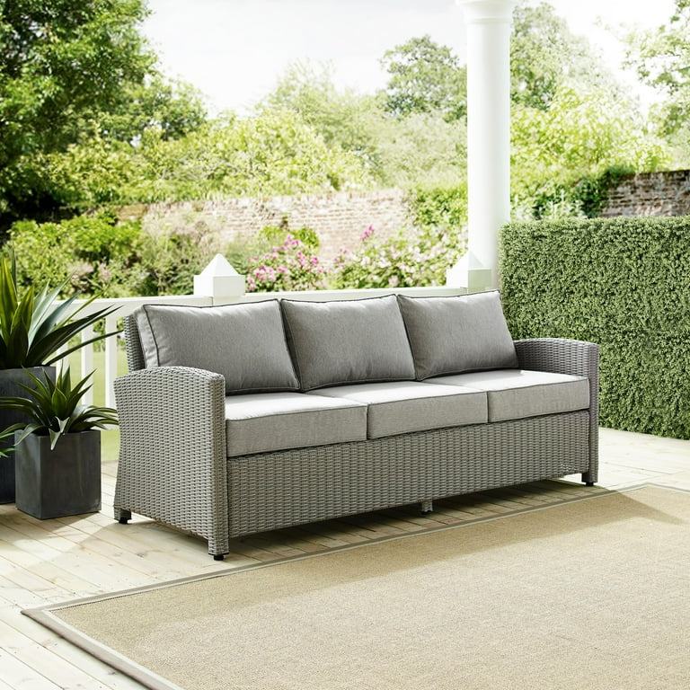 Crosley Bradenton Outdoor Wicker Sofa Gray