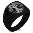 thumbnail image 1 of Stainless Steel Celtic Knot Tree of Life Chevron Pattern Biker Style Polished Ring, 1 of 1