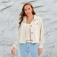 thumbnail image 3 of Chaqueta de pana de color liso, chaqueta con solapa, chaqueta de pana informal con botones, 3 of 5