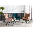 thumbnail image 6 of Leisure Chair Accent Chair Armchair Upholstered Wingback Chair with Wood Legs Reading Chair for Living Room Home Office Bedroom, 6 of 7