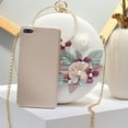 thumbnail image 5 of Sac Pochette de Soirée Floral, Pochette Brodée de Fleurs Perlées, Sac à Main Rond, Sac Bandoulière (Blanc), 5 of 5