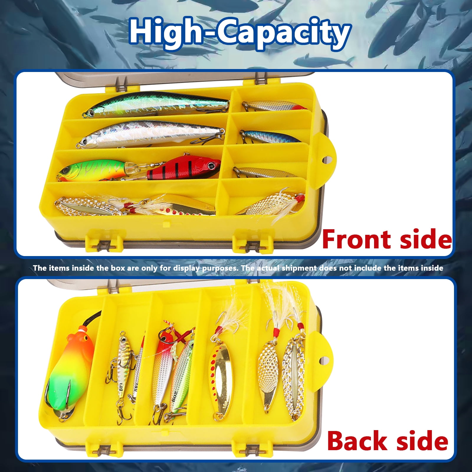 Arcticwind Double-Layer Lure Box,Fake Bait,Soft Bait,Clear Double Layer Waterproof Fishing Gear Multi-Functional Storage Box,A Multifunctional Storage Box,Tackle Box,Yellow