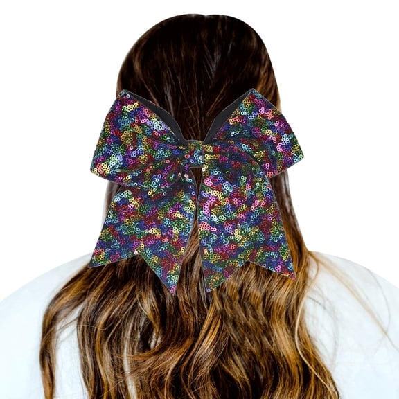 MDUKONU Large Big 7 Inch Glitter Bow Clip Sequin Bling Party Hair Accessories for Women Teens Girls Kids 1 Pcs