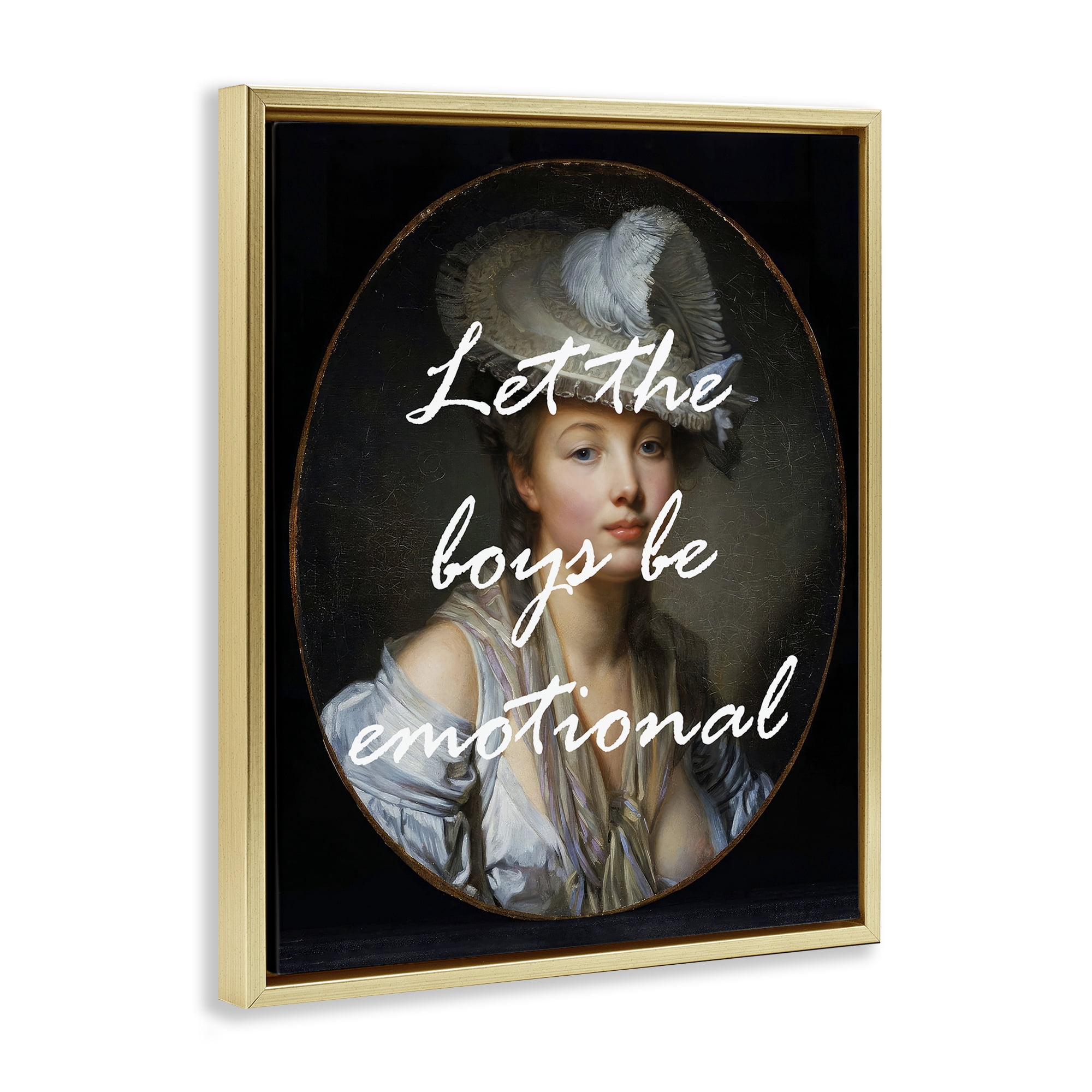 Stupell Industries Let The Boys Be Emotional Gold Framed Floater Canvas Wall Art, design by Tina LeCour