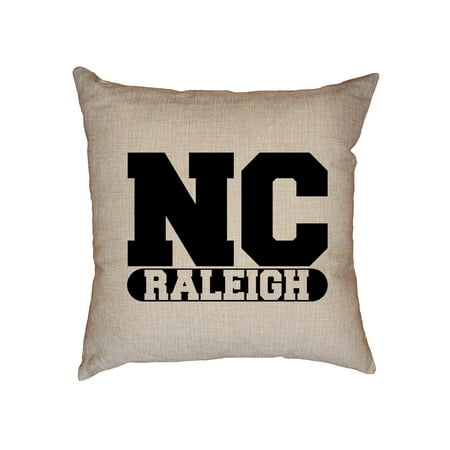 Nc State Pillow - Raleigh, North Carolina NC Classic City State Sign Decorative Linen Throw Cushion Pillow Case with Insert