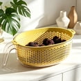 thumbnail image 4 of Safeglitz Double Layer Plastic Handle Drain Basket with Lid Rice Wash Colander for Fruits and Vegetables Reusable Kitchen Strainer Bowl for Easy Cleaning and Draining(B), 4 of 4