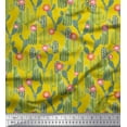 thumbnail image 1 of Soimoi Yellow Cotton Jersey Fabric Flower & Cactus Tree Print Fabric by The Yard 58 Inch Wide, 1 of 1