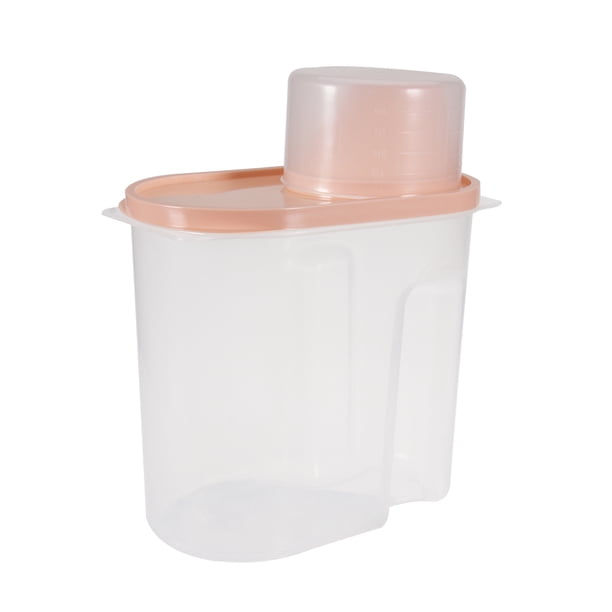 Lata de plástico sellada de 1,9 l con tapa, recipiente para almacenar cereales, caja de cocina, recipiente para cereales, avena y arroz (tamaño pequeño, rosa)
