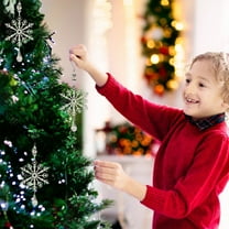 AuroraX Christmas Decoration Silver Hanging Modern Decorative Keepsake Ornaments Neutral Snowflake & Bells & Explosion Star for Party,Christma Tree,Window Decor