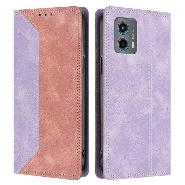 Funda FOXDOCK para Motorola Moto G 5G 2023 de Cuero Premium Bicolor con Ranuras RFID, Carcasa Tipo Billetera Antigolpes y Soporte Plegable