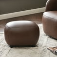 thumbnail image 3 of 23" Wide Faux Leather Upholstered Ottoman, Mid-Century Modern Living Room Footrest with Soft Padded Seat, Footstool for Bedroom, Entryway or Living Room, Dark Brown, 3 of 12
