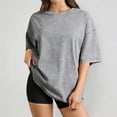 thumbnail image 3 of Womens Summer Tops Short Sleeve Crewneck Loose Fit T Shirts for Women Oversized Casual Basic Tee Street Fashion, 3 of 5