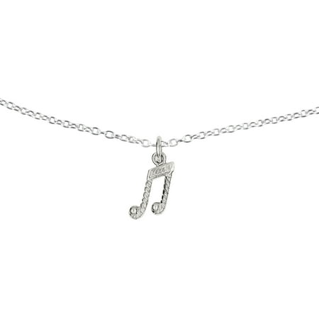 Primal Silver Sterling Silver Music Notes Charm with 18-inch Cable Chain