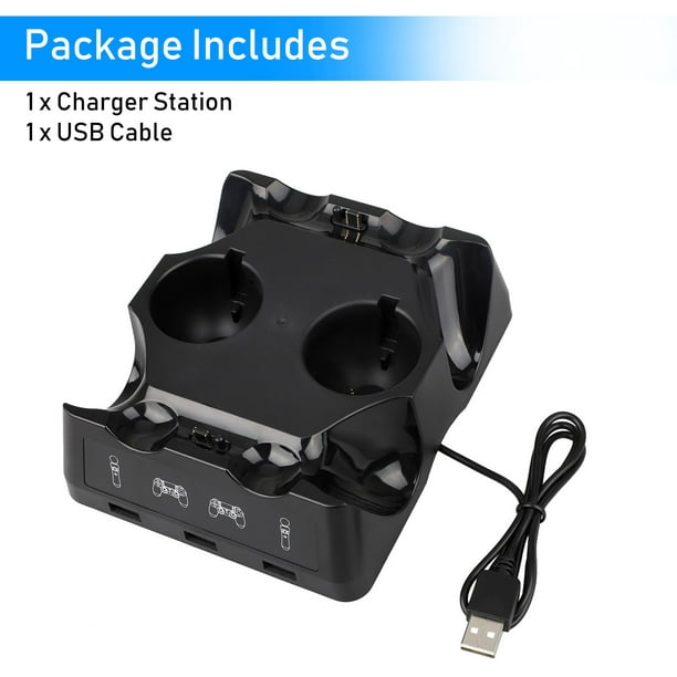 4-in-1 Controller Charging Dock Station Stand for Playstation PS4/MOVE/PS4 Move, EEEkit Quad Charger for PS4 Move Controller and VR Move, Black Walmart.com