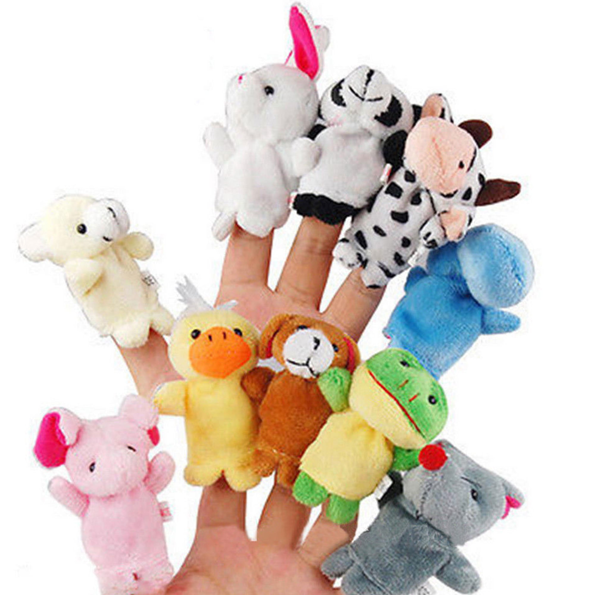 10PCS Animal Finger Puppets Plush Cloth Doll Baby Educational Hand Toy Kids Gift 